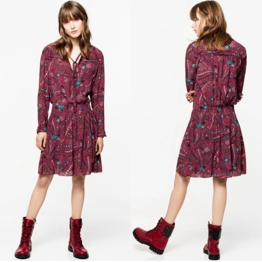 Zadig & Voltaire Burgundy Long Sleeve Dress